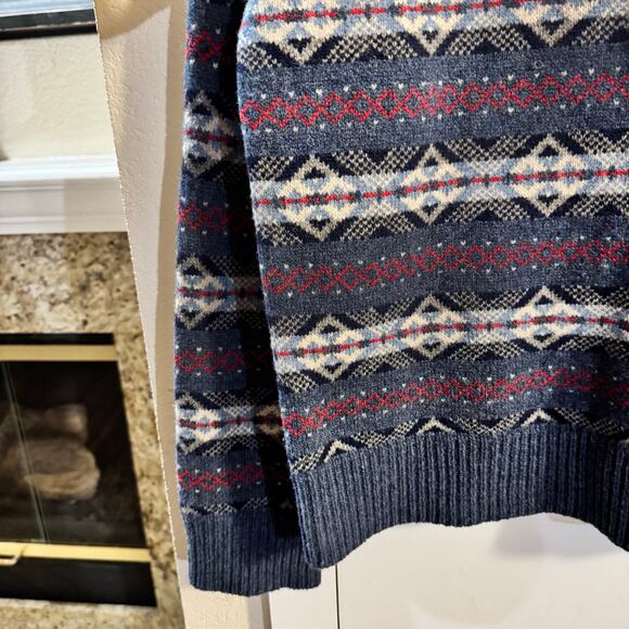 J.Crew Men's 100% Lambswool Fair Isle Ski Apres Crew Neck Sweater Size Large - Picture 5 of 7